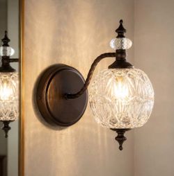 Crystal Globe Wall Sconce Bronze Finish