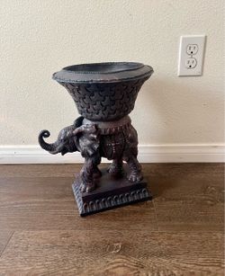 Elephant Accent Pedestal Planter - Dark Brown Home Accent