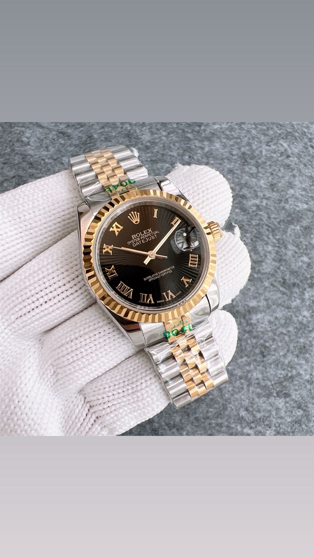 ROLEX DATEJUST 16013 36MM BLACK ROMAN DIAL WITH TWO TONE JUBILEE BRACELET
