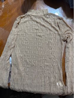 New long sleeve lace top women size small light brown