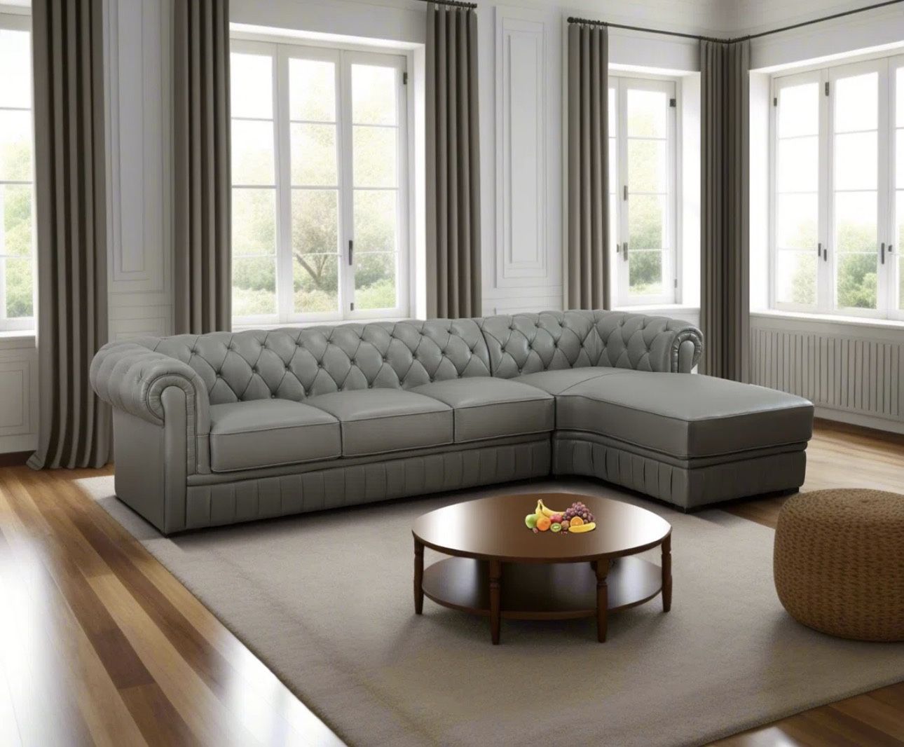 GENUINE Top Grain 100% Leather Sectional Couch