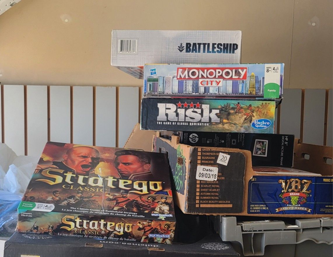 Board Games RIsk. Monopoly, Catan Battleship