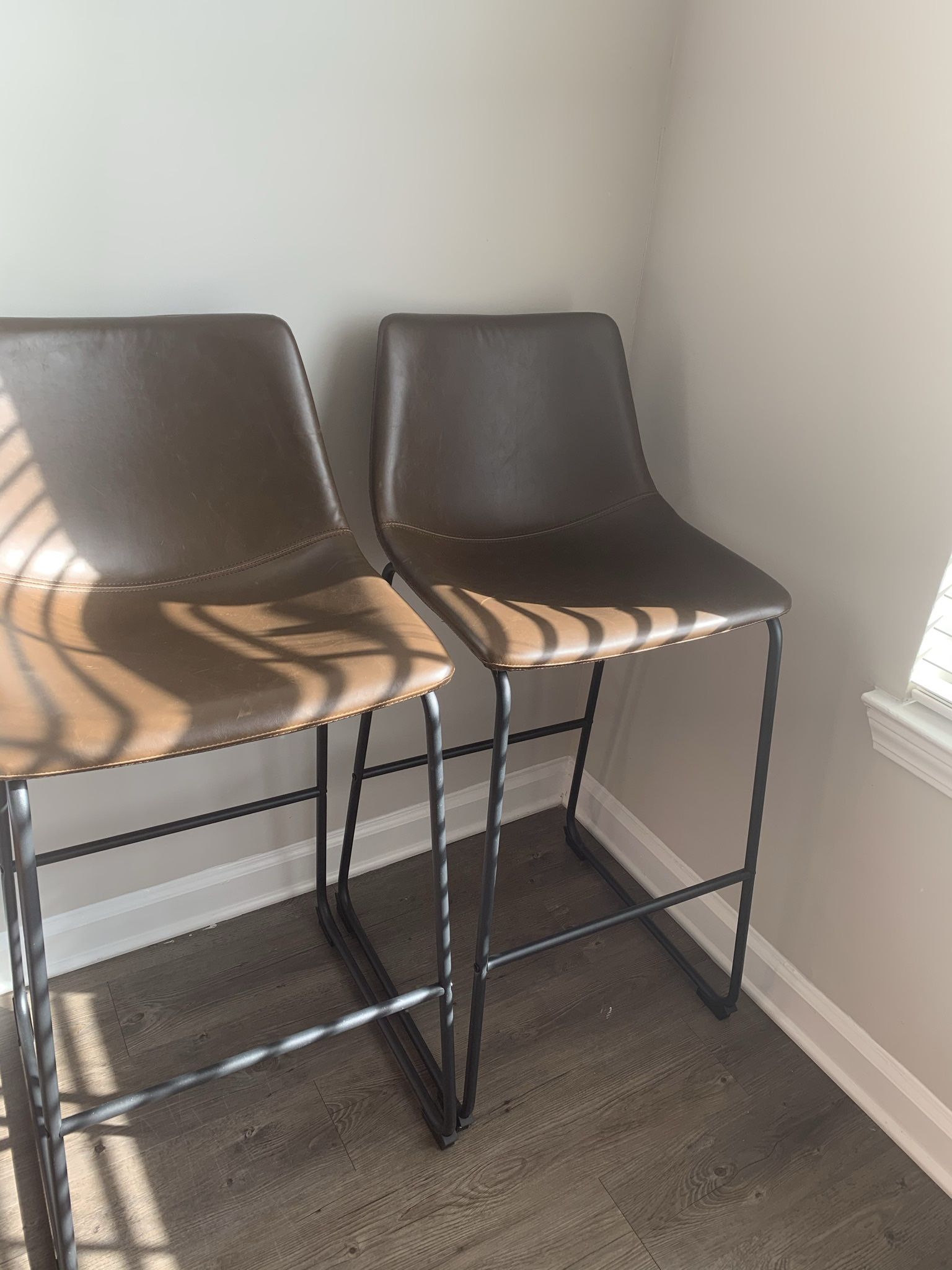 Brown Vegan Leather Bar Stool