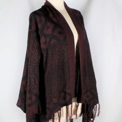 Burgundy Open Cardigan Sweater With Tassels NWT Size XL