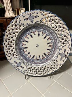 Vintage Carvalhinho Portuguese ceramic lattice plate
