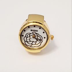 Gold women's Floral Ring Watch Quartz gift 