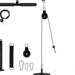 Fitness LAT and Lift Pulley System, Lat Pull Down Cable Machine with Adjustable Cable for Gym, Pulley Cable Machine System, Home Gym Workout Equipment