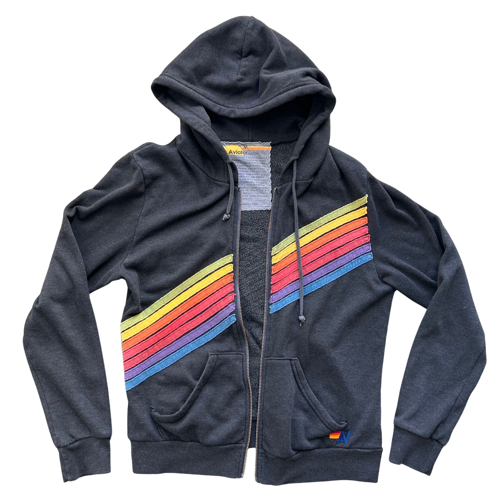 AVIATOR NATION Cross Stripe Hoodie Jacket Size Medium Made In USA