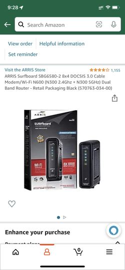 ARRIS Surfboard SBG6580-2 8x4 DOCSIS 3.0 Cable Modem/Wi-Fi N600