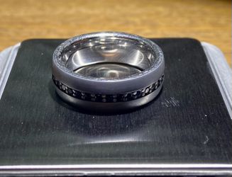 Triton Tungsten Carbide Ring,  Authentic TC.850/925 With Black Diamonds