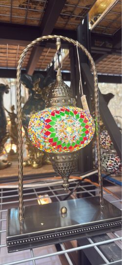 Turkish Mosaic Hanging Lamp with Stand