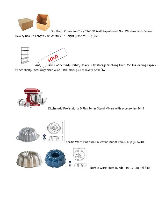 Professional Baking/Cooking Equipment