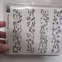 Stamoin' Up Vertical Greetings Rubber Stamp Set BNIP