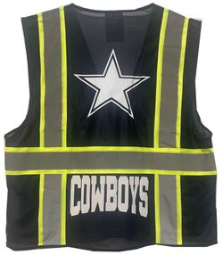 DALLAS COWBOYS HIGH VISIBILITY PROTECTIVE SAFETY VEST PPE. M-2XLDARK BLUE FOOTBALL NFL COWBOYS
