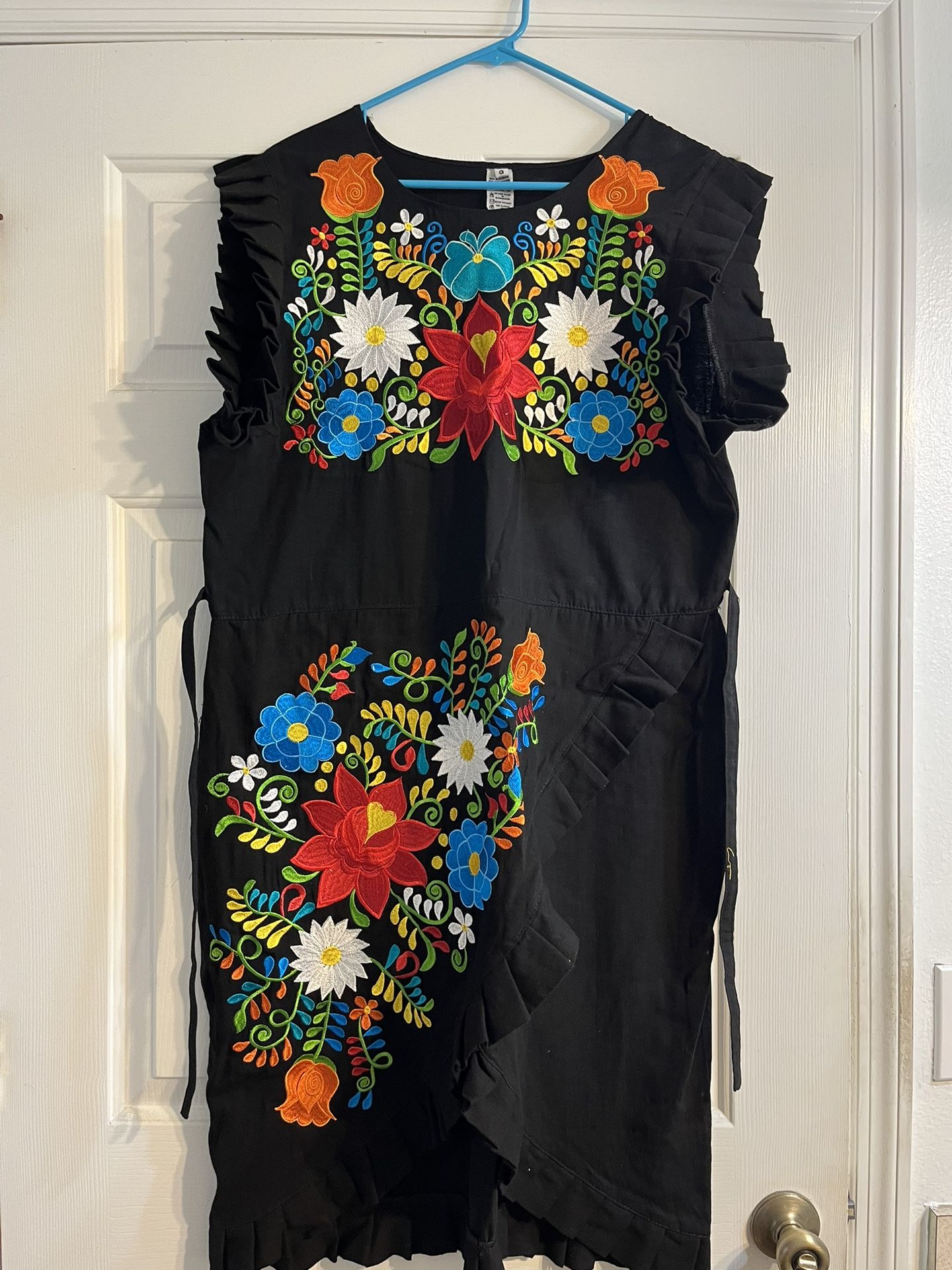 Embroidered Black Dress