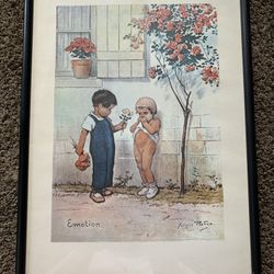 Vintage Framed Lithograph "Emotions" by George Redon