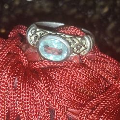 Sky Blue Topaz Ring Sterling Silver Size 7.5 December Birthstone Vintage 1980s