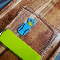 Blown Handmade Glass Dish Little Stickman