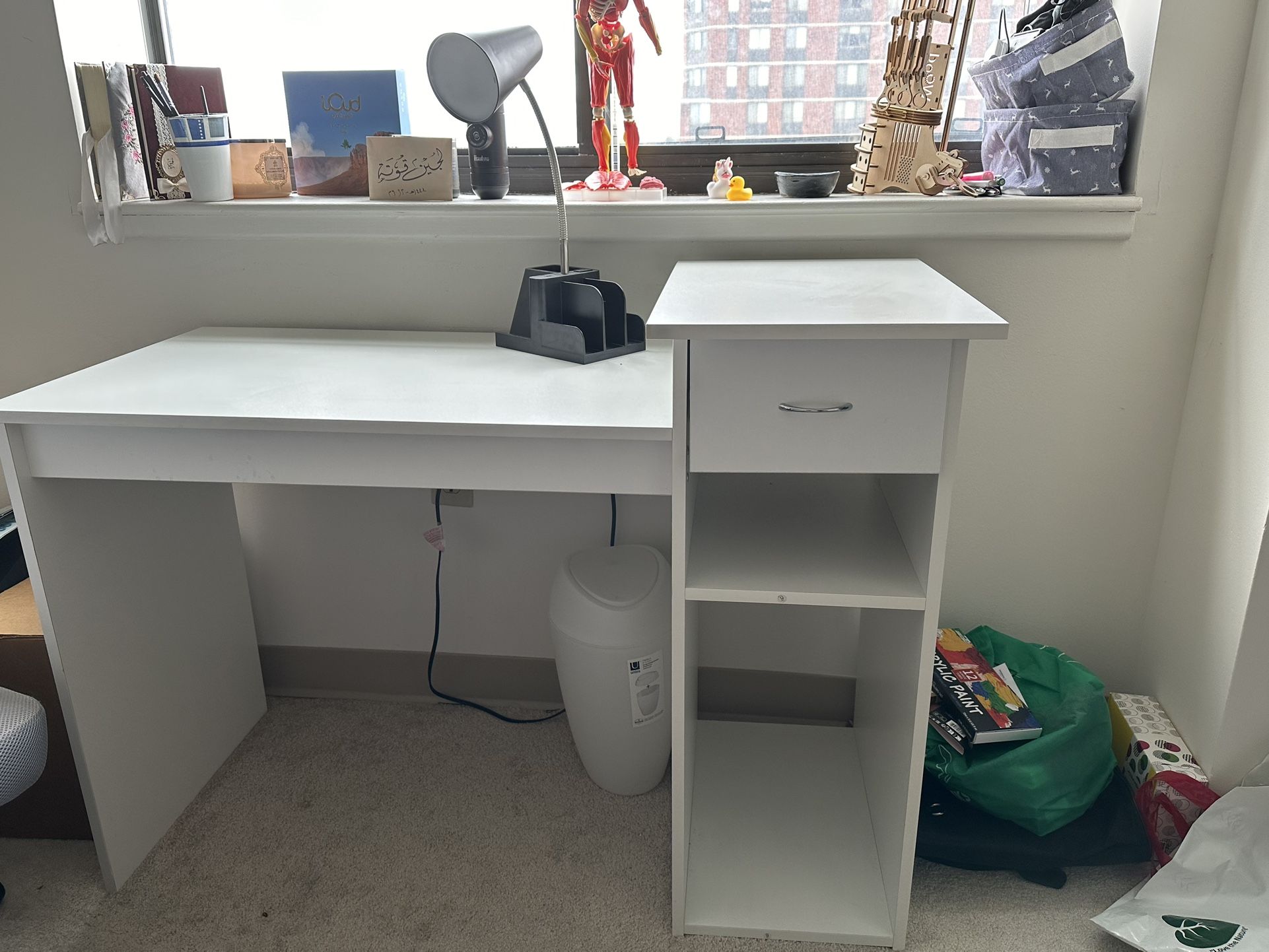 Desk + chair + desk organizer