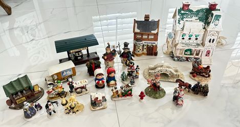 Lots of Christmas vintage decor figurines raisin dept 56 original snow village & much more