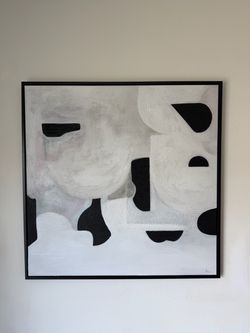 Large Abstract Black and White Canvas Painting