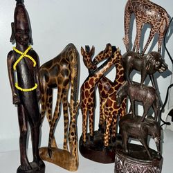 Assorted African Handcarved Wood Decorations 