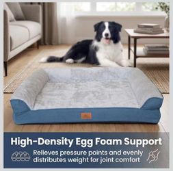 Brand new in box! 36"L x 27"W x 6.5"Th Large Dog Bed, Memory Foam Dog Sofa with Raised Sides, Non-Slip Bottom Pet Bed with Removable Washable Cover
