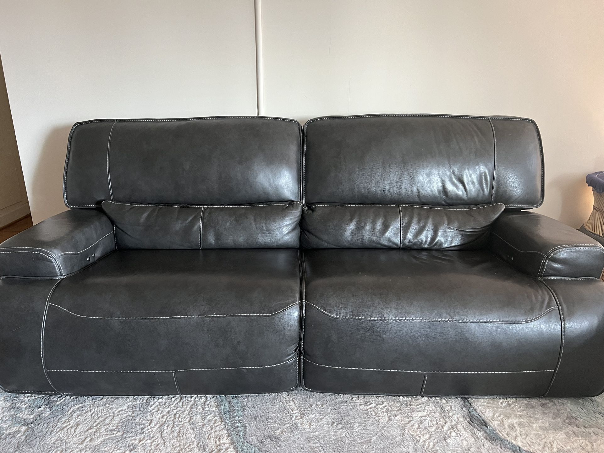 Manual Leather Reclining Sofa