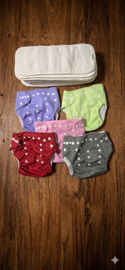 Alvababy Cloth Diapers Lot of 5 + 12 Reusable Inserts - Great Condition