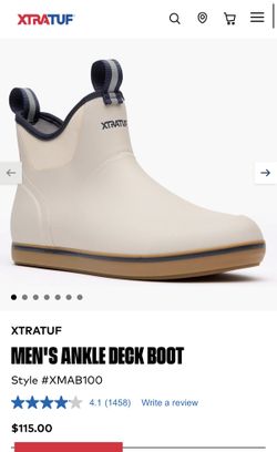 XTRATUF Boots Mens Size 8 White Navy 6" Ankle Deck Waterproof Slip On XMAB100