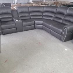 Dark Brown Manual Sectional Recliner
