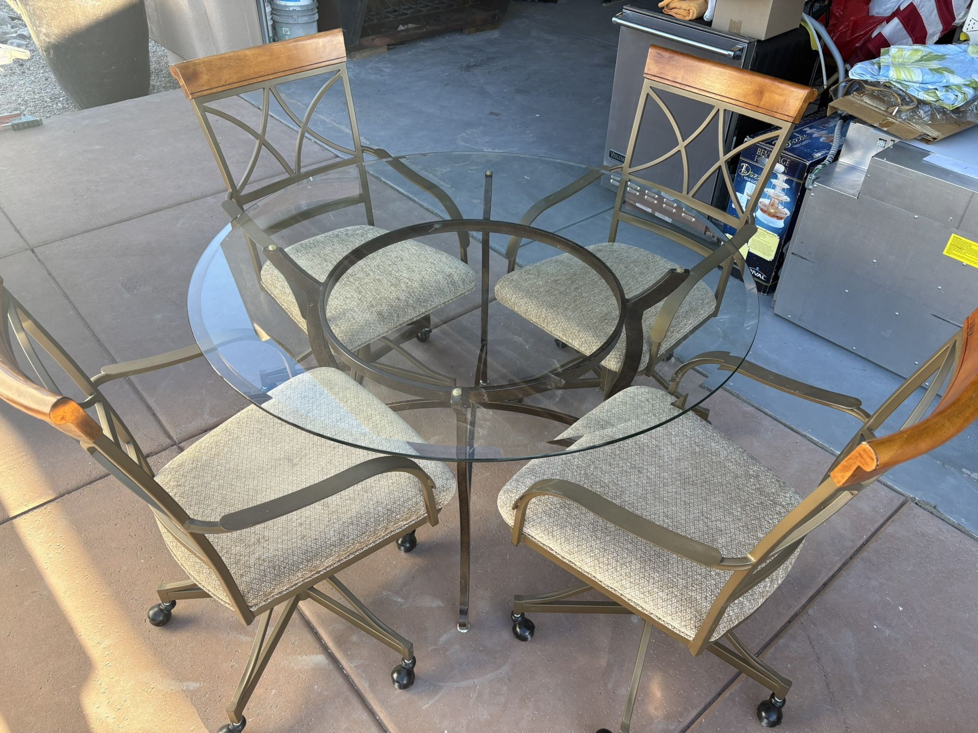 Glass Top Dining Table with 4 Chairs