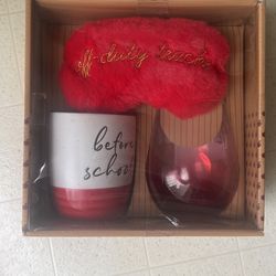 Livegreen teacher Gift Set Mug, Wine Glass, Eye Mask