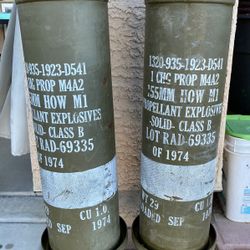  2 - 1974 US military 155mm howitzer Propellant Cases