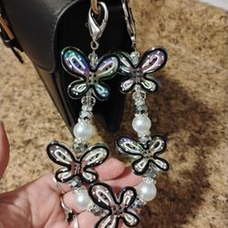handmade butterfly beaded purse charm