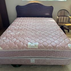 Queen Size Bed Frame, Mattress and Box Spring Clean and Good Condition 