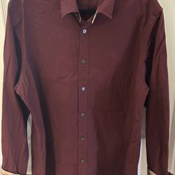 Burgundy Burberry button-up shirt