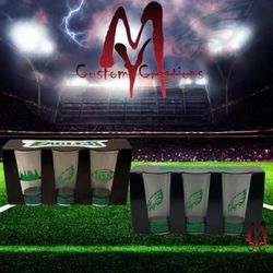 Philadelphia Eagles Custom Green Glitter Shot Glasses Set Of 3 