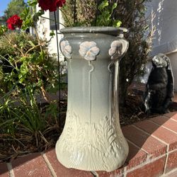 Pottery Artwork Handcrafted Plant Stand Table Display Or / Planter Vase Muti Use Granny Patio Garden Collectible 