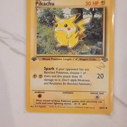 1st Edition Pikachu Pokemon Card WOTC Gold W Stamp 60/64 LP/NM Stamped!