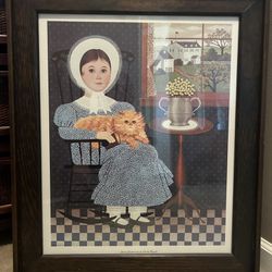 Young Gentlewoman by Charles Wysocki Print in Vintage Solid Wood Frame