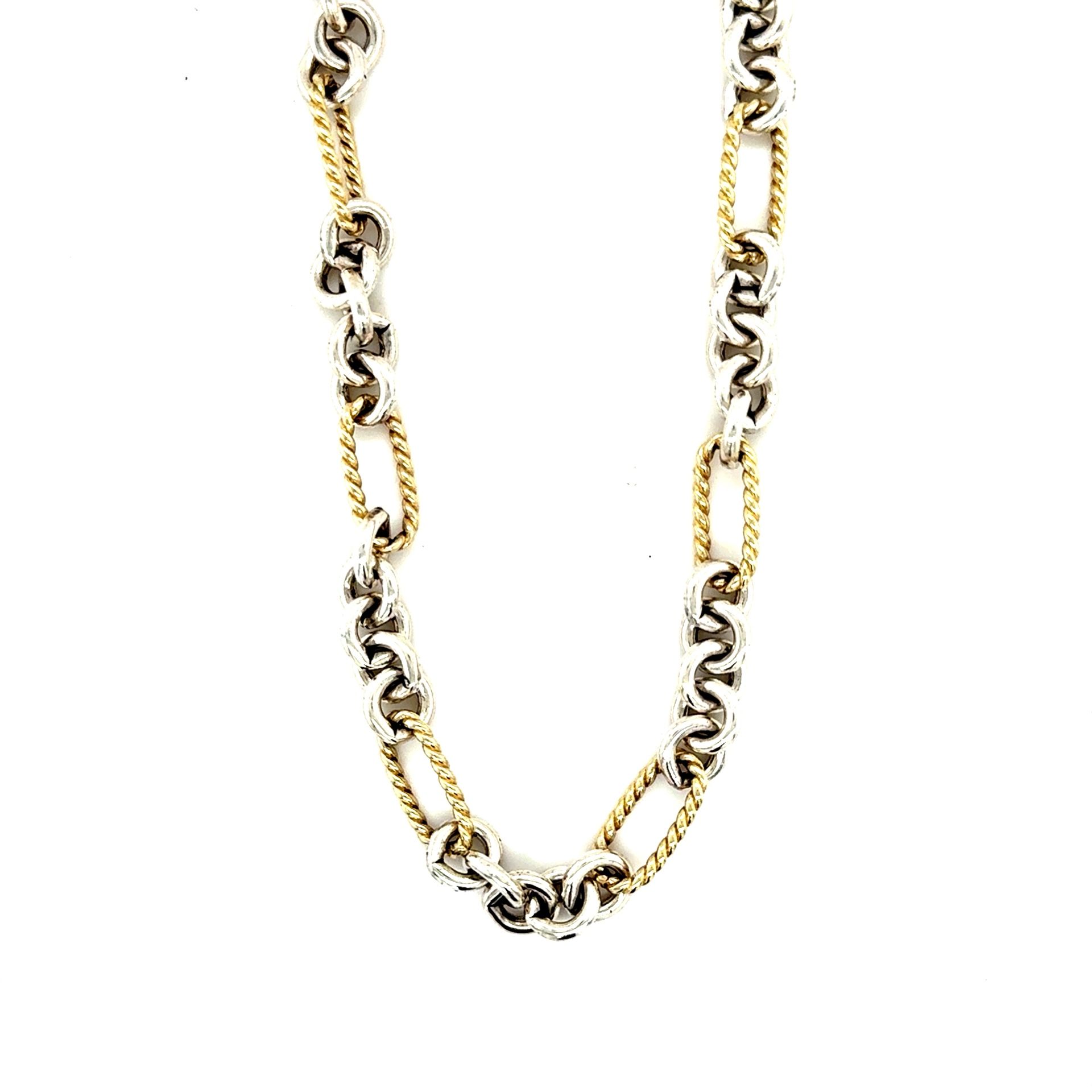 D.Y. 925 750 Figaro Link Two-Tone Toggle Necklace