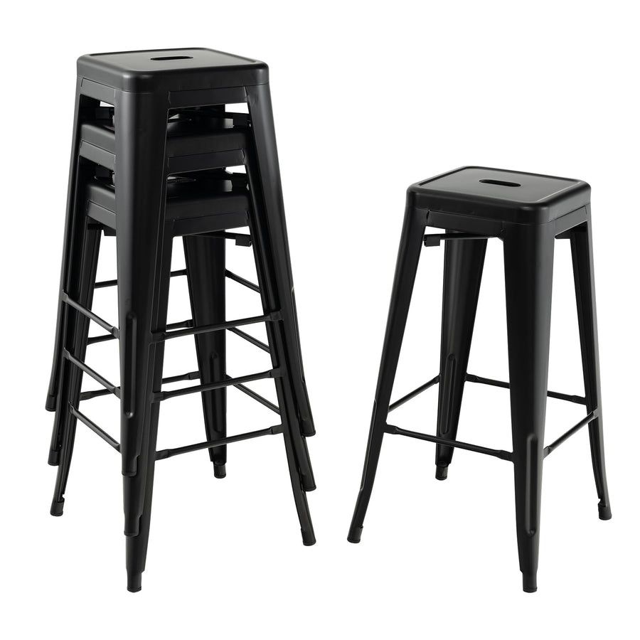 Brand New In The Box Giantex Metal Backless Bar Stools Set of 4, 30" Bar Height Modern Industrial Barstools w/Cut-out Handle