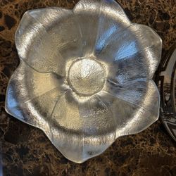 Silver Flower Glass Decorating Bowl