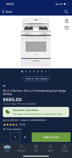 Gas Range Brand New On Box 30”