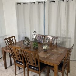 Rustic Extendable Dining Table With 6 Chairs ASHLEY FURNITURE 