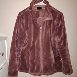32 Degrees Heat Pink Women's Full Zip High Neck Fuzzy Jacket