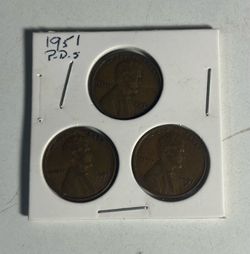 1951 PDS Lincoln Wheat Cent Coins