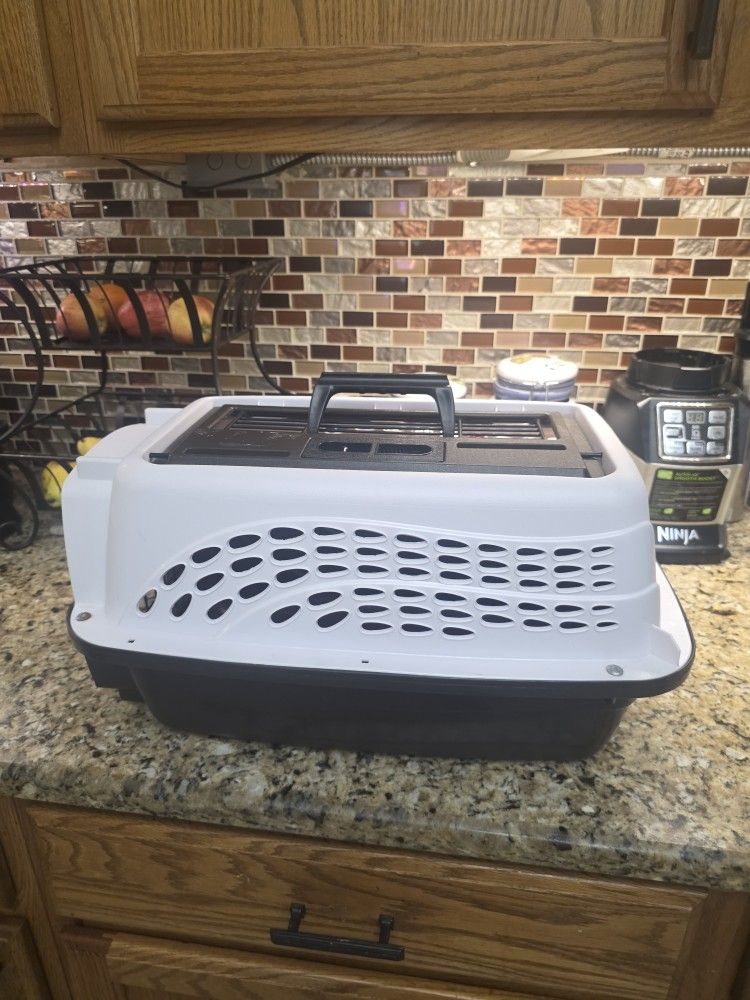 Small White Animal Carrier With 2 Doors