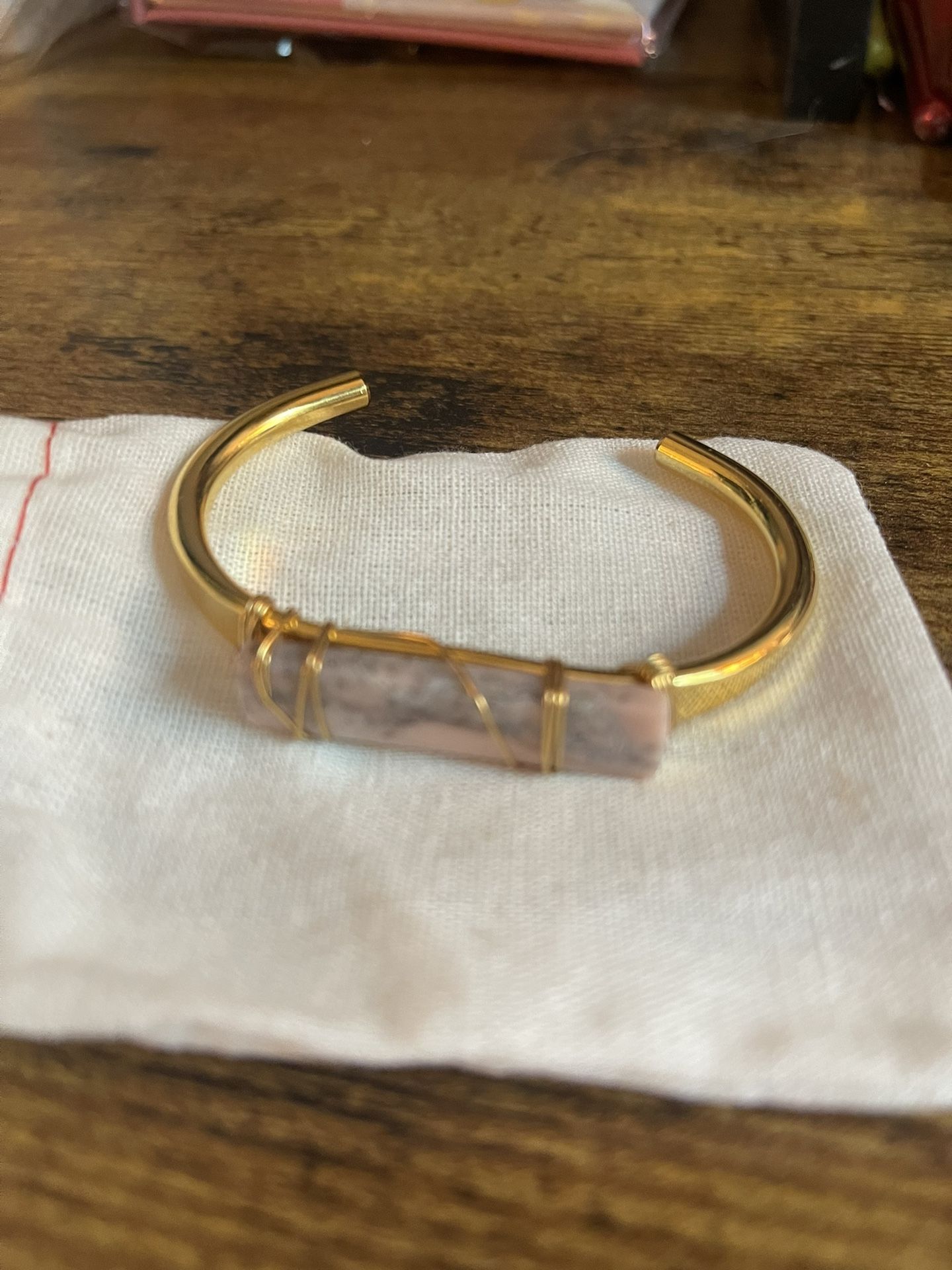 Cuff Bracelet | Gold Pink And Gray Stone Cuff Bracelet